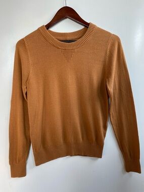 Pact Womens Crewneck Sweater in Camel Cognac Brown XS